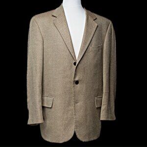 Mens Silk and Wool Blazer | 42 Regular | Classic Three Button Blazer